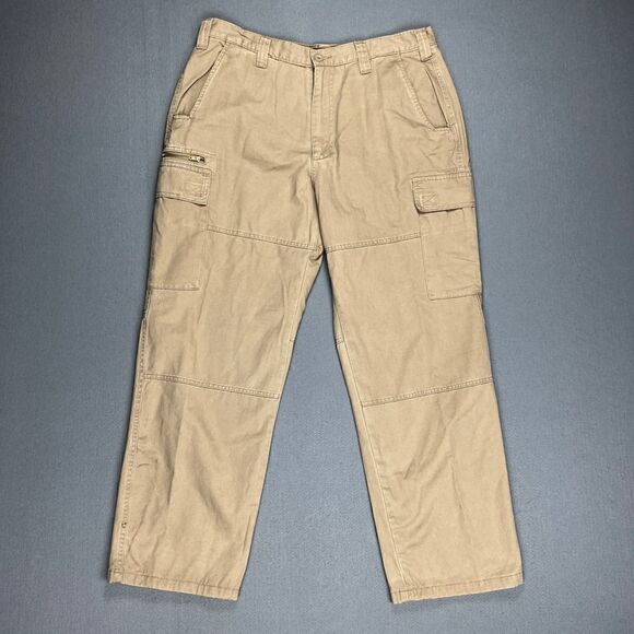 Moose Creek Pants Mens 36x30 Beige Flannel Lined Cargo Khaki Loose Straight Leg - Picture 1 of 11